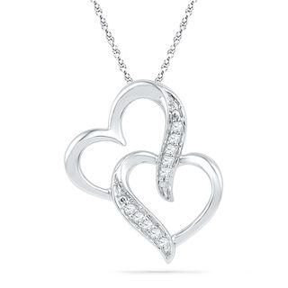 Diamond Accent Double Heart Pendant in Sterling Silver | Peoples