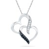 Thumbnail Image 1 of 0.05 CT. T.W. Black and White Diamond Interlocking Hearts Pendant in 10K White Gold