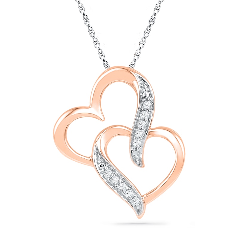 Diamond Accent Interlocking Hearts Pendant in 10K Rose Gold|Peoples Jewellers