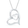 Thumbnail Image 1 of Diamond Accent Tilted Double Heart Pendant in 10K White Gold