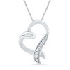 Thumbnail Image 1 of Diamond Accent Tilted Heart Pendant in 10K White Gold