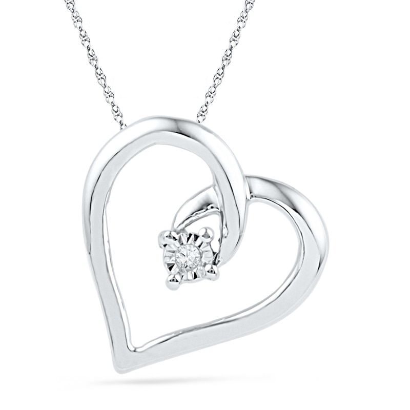 Diamond Accent Looping Heart Pendant in 10K White Gold