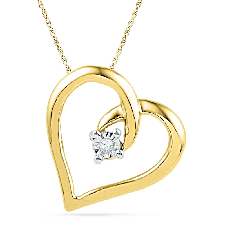Diamond Accent Looping Heart Pendant in 10K Gold