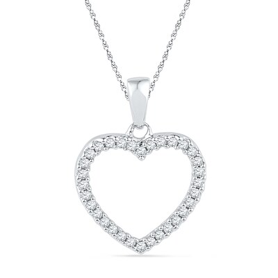 0.16 CT. T.W. Diamond Heart Pendant in 10K White Gold
