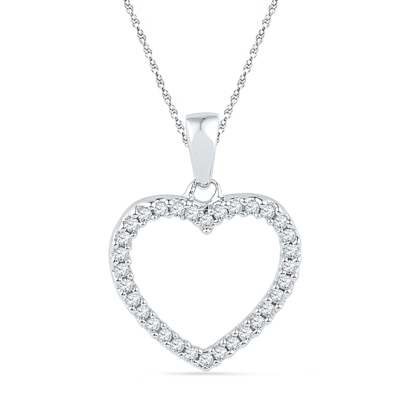 0.16 CT. T.W. Diamond Heart Pendant in 10K White Gold