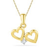Thumbnail Image 1 of Diamond Accent Side by Side Hearts Pendant in 10K Gold