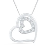 Thumbnail Image 0 of Diamond Accent Tilted Double Heart Pendant in 10K White Gold