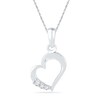 Thumbnail Image 1 of Diamond Accent Three Stone Tilted Heart Pendant in 10K White Gold