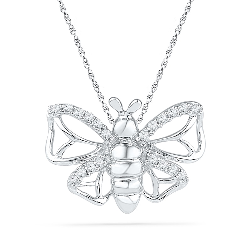 0.13 CT. T.W. Diamond Butterfly Pendant in Sterling Silver|Peoples Jewellers