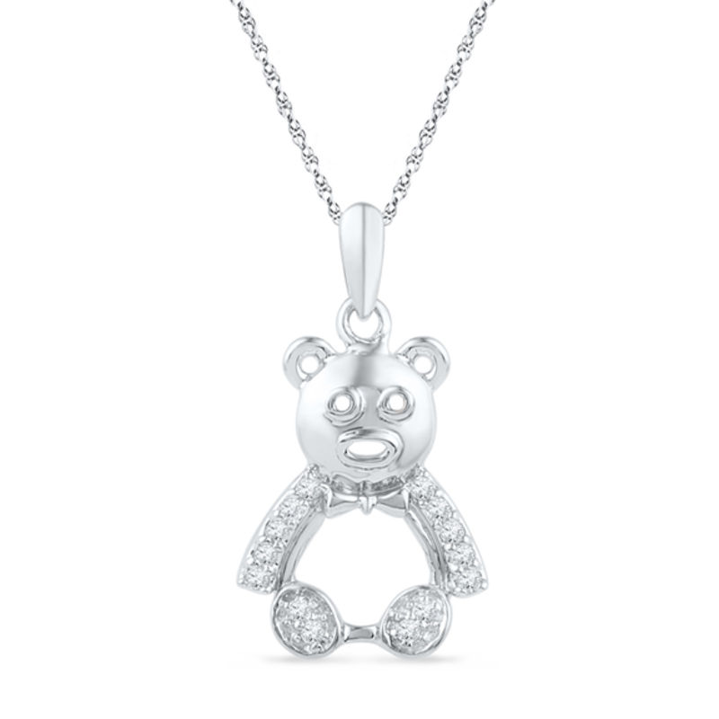 0.10 CT. T.W. Diamond Teddy Bear Pendant in Sterling Silver|Peoples Jewellers