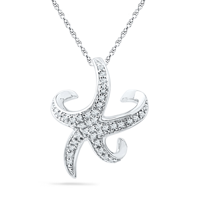 0.20 CT. T.W. Diamond Starfish Pendant in Sterling Silver