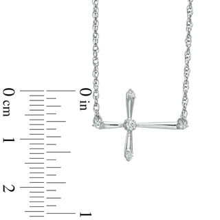 0.10 CT. T.W. Diamond Sideways Cross Necklace in Sterling Silver