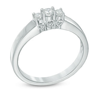 0.20 CT. T.W. Diamond Three Stone Promise Ring in 10K White Gold