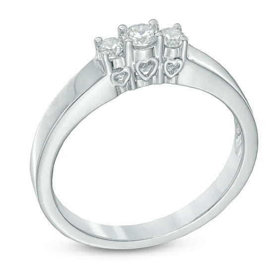 0.20 CT. T.W. Diamond Three Stone Promise Ring in 10K White Gold