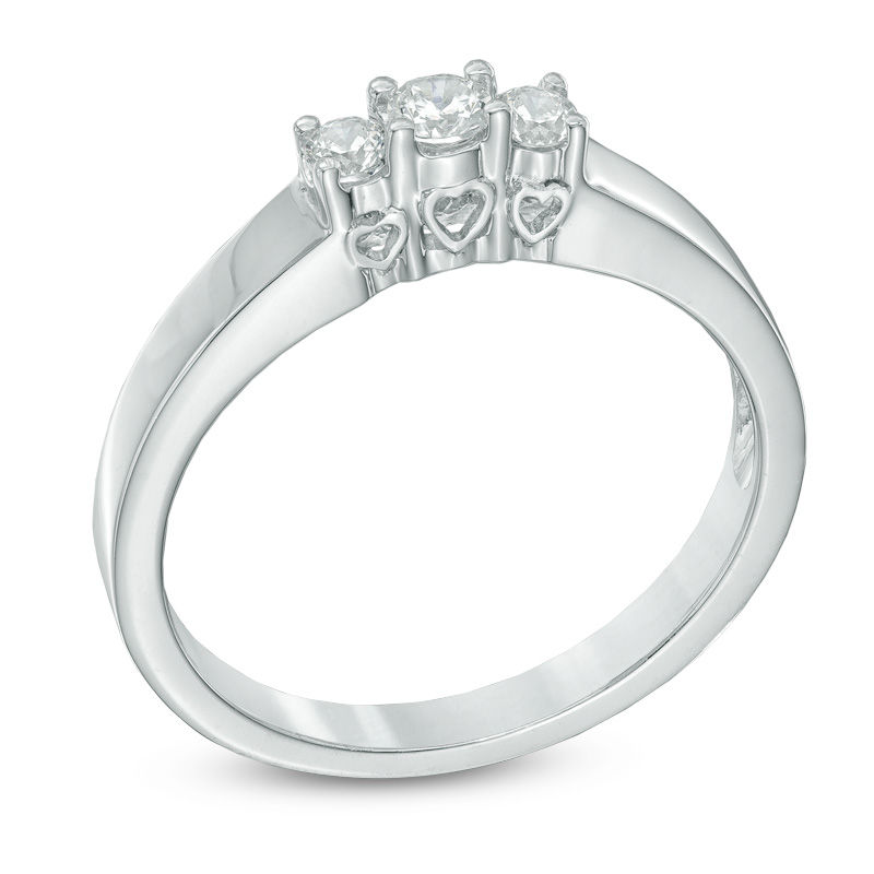 0.20 CT. T.W. Diamond Three Stone Promise Ring in 10K White Gold