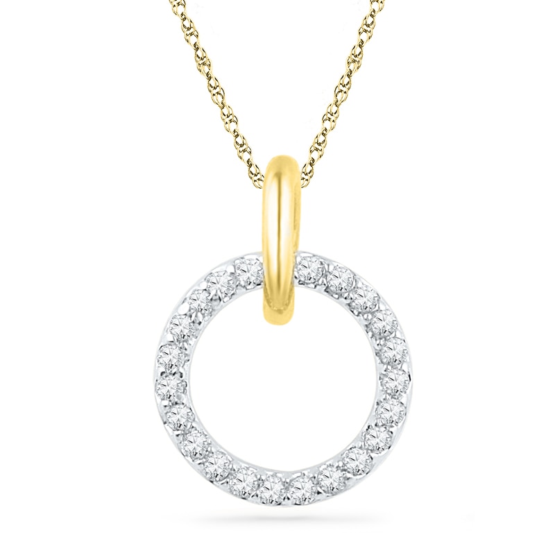 0.10 CT. T.W. Diamond Circle Pendant in 10K Gold|Peoples Jewellers