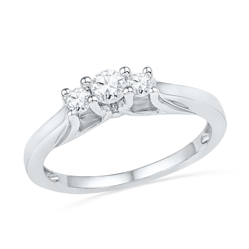 0.25 CT. T.W. Diamond Three Stone Promise Ring in 10K White Gold