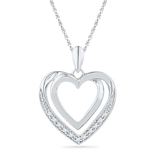 Diamond Accent Double Heart Pendant in Sterling Silver