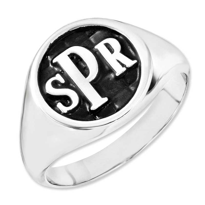 Monogram Signet Ring in 10K White Gold (3 Initials)