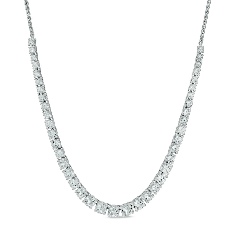 Lab-Created White Sapphire Graduated Necklace in Sterling Silver