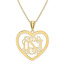 Monogram Heart Pendant in 10K Gold (3 Initials)