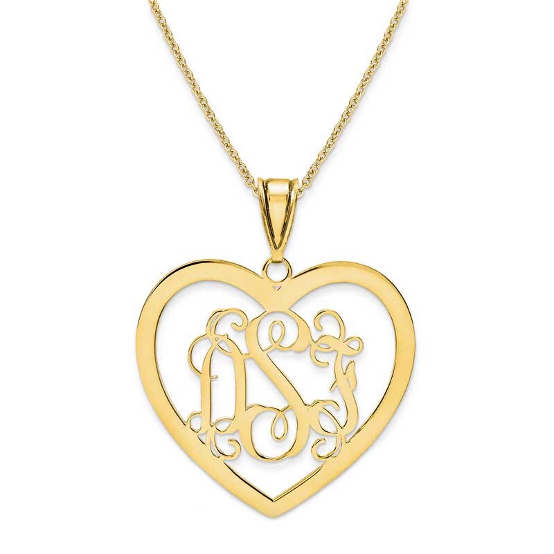 Monogram Heart Pendant in 10K Gold (3 Initials