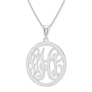 Monogram Oval Pendant in Sterling Silver (3 Initials)