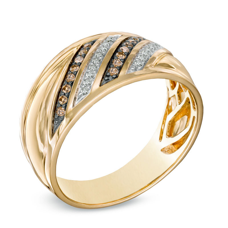 0.23 CT. T.W. Champagne and White Diamond Ring in 10K Gold