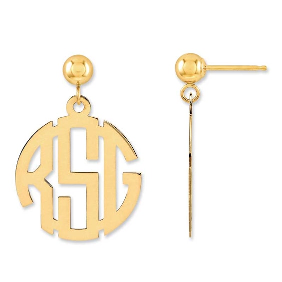 Monogram Drop Earrings in 14K Gold (3 Initials)