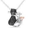 Thumbnail Image 1 of Black Diamond Accent Loving Cats Pendant in Two-Tone Sterling Silver with Beaded Black Rhodium