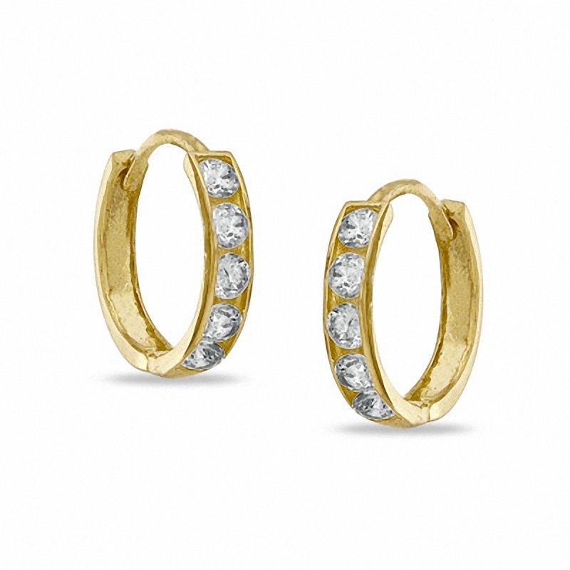 Child's Cubic Zirconia Hoop Earrings in 14K Gold|Peoples Jewellers