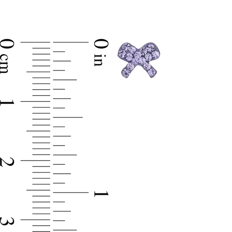 Main Image 2 of Child's Purple Crystal Bow Stud Earrings in 14K Gold