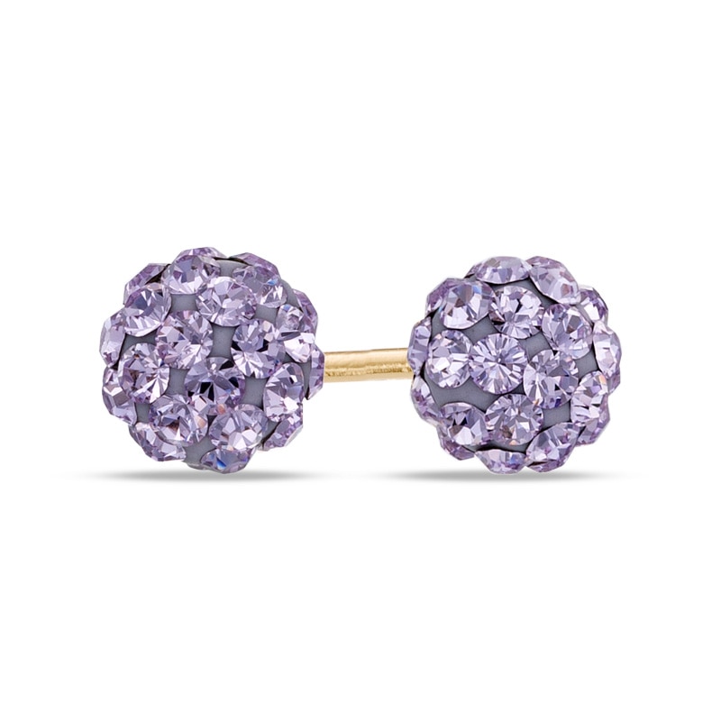Purple Crystal Ball Stud Earrings in 14K Gold|Peoples Jewellers