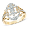 Thumbnail Image 0 of 0.25 CT. T.W. Diamond Fleur-de-Lis Ring in Sterling Silver and 14K Gold Plate