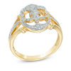 0.25 CT. T.W. Diamond Fleur-de-Lis Ring in Sterling Silver and 14K Gold Plate