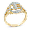 Thumbnail Image 1 of 0.25 CT. T.W. Diamond Fleur-de-Lis Ring in Sterling Silver and 14K Gold Plate