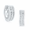 Thumbnail Image 1 of 0.25 CT. T.W. Diamond Double Row Hoop Earrings in Sterling Silver