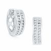 Thumbnail Image 0 of 0.25 CT. T.W. Diamond Double Row Hoop Earrings in Sterling Silver