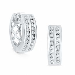 0.25 CT. T.W. Diamond Double Row Hoop Earrings in Sterling Silver