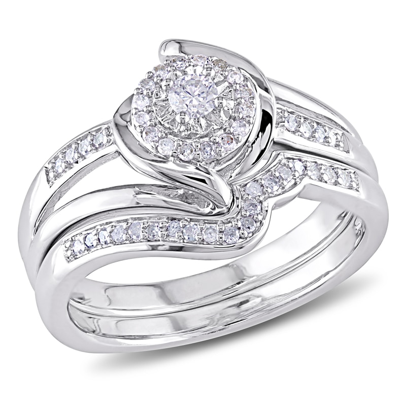 0.25 CT. T.W. Diamond Swirl Bridal Set in Sterling Silver