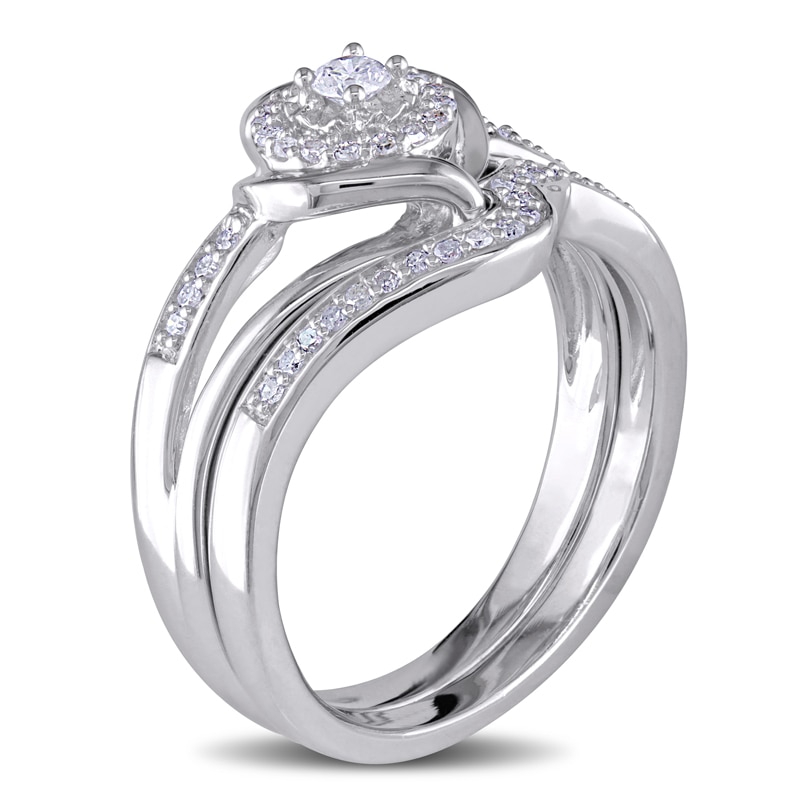 Main Image 2 of 0.25 CT. T.W. Diamond Swirl Bridal Set in Sterling Silver