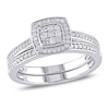 0.24 CT. T.W. Diamond Square Cluster Bridal Set in Sterling Silver