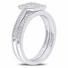Thumbnail Image 2 of 0.24 CT. T.W. Multi-Diamond Square Frame Bridal Set in Sterling Silver