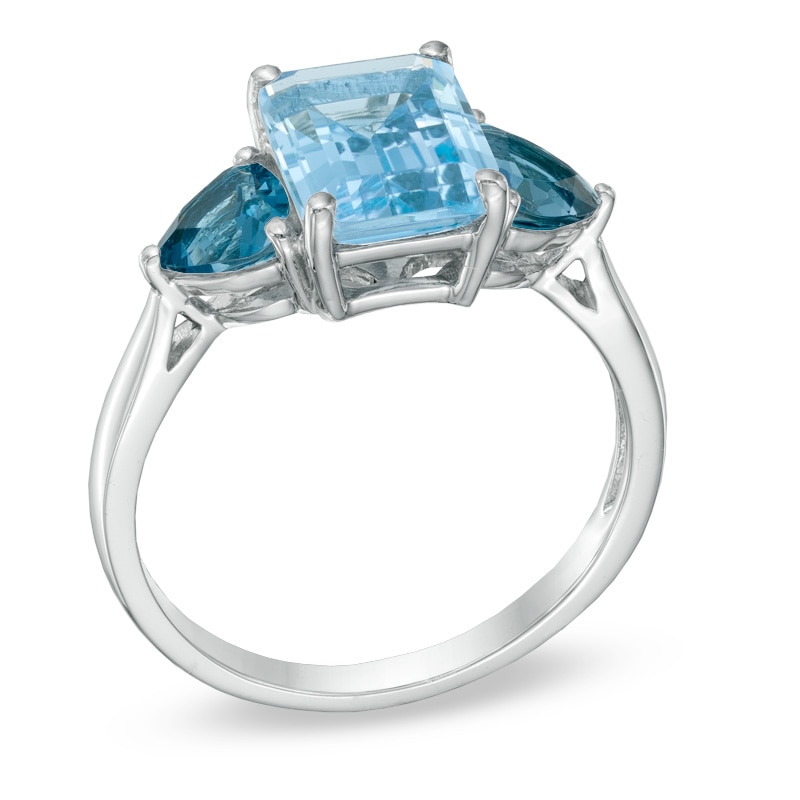 Octagonal Swiss and London Blue Topaz Ring in Sterling Silver