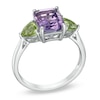 Octagonal Amethyst and Peridot Ring in Sterling Silver