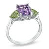 Thumbnail Image 1 of Octagonal Amethyst and Peridot Ring in Sterling Silver