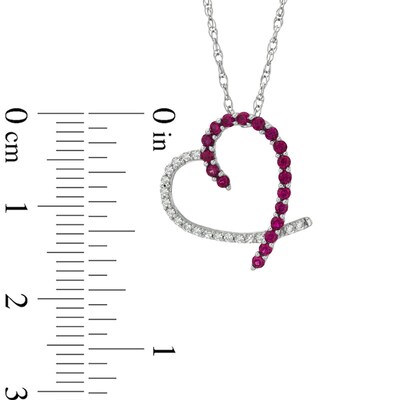 Lab-Created Ruby and White Sapphire Heart Pendant in Sterling Silver