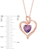 Thumbnail Image 2 of 8.0mm Heart-Shaped Amethyst and White Lab-Created Sapphire Heart Pendant in Sterling Silver with 14K Rose Gold Plate