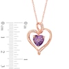 Thumbnail Image 1 of 8.0mm Heart-Shaped Amethyst and White Lab-Created Sapphire Heart Pendant in Sterling Silver with 14K Rose Gold Plate