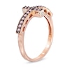 Lab-Created Pink and White Sapphire Sideways Cross Ring in Sterling Silver with 14K Rose Gold Plate